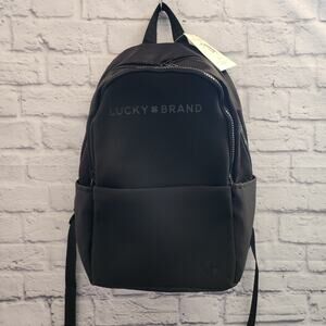NWT Large Lucky Brand Black Neoprene Laptop & Tablet Backpack Travel Bag